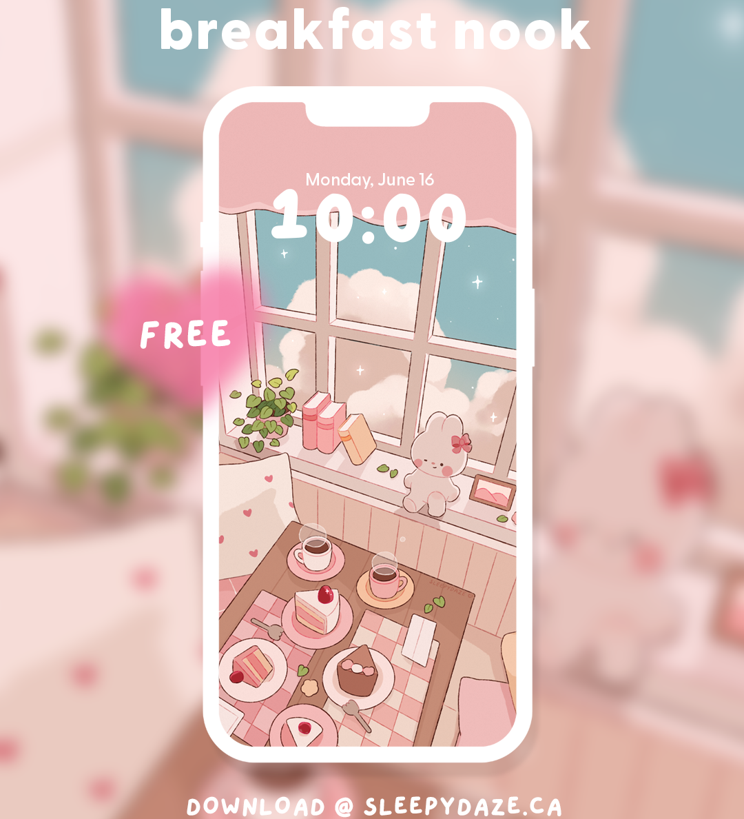 breakfast nook wallpaper freebie 🍰💗