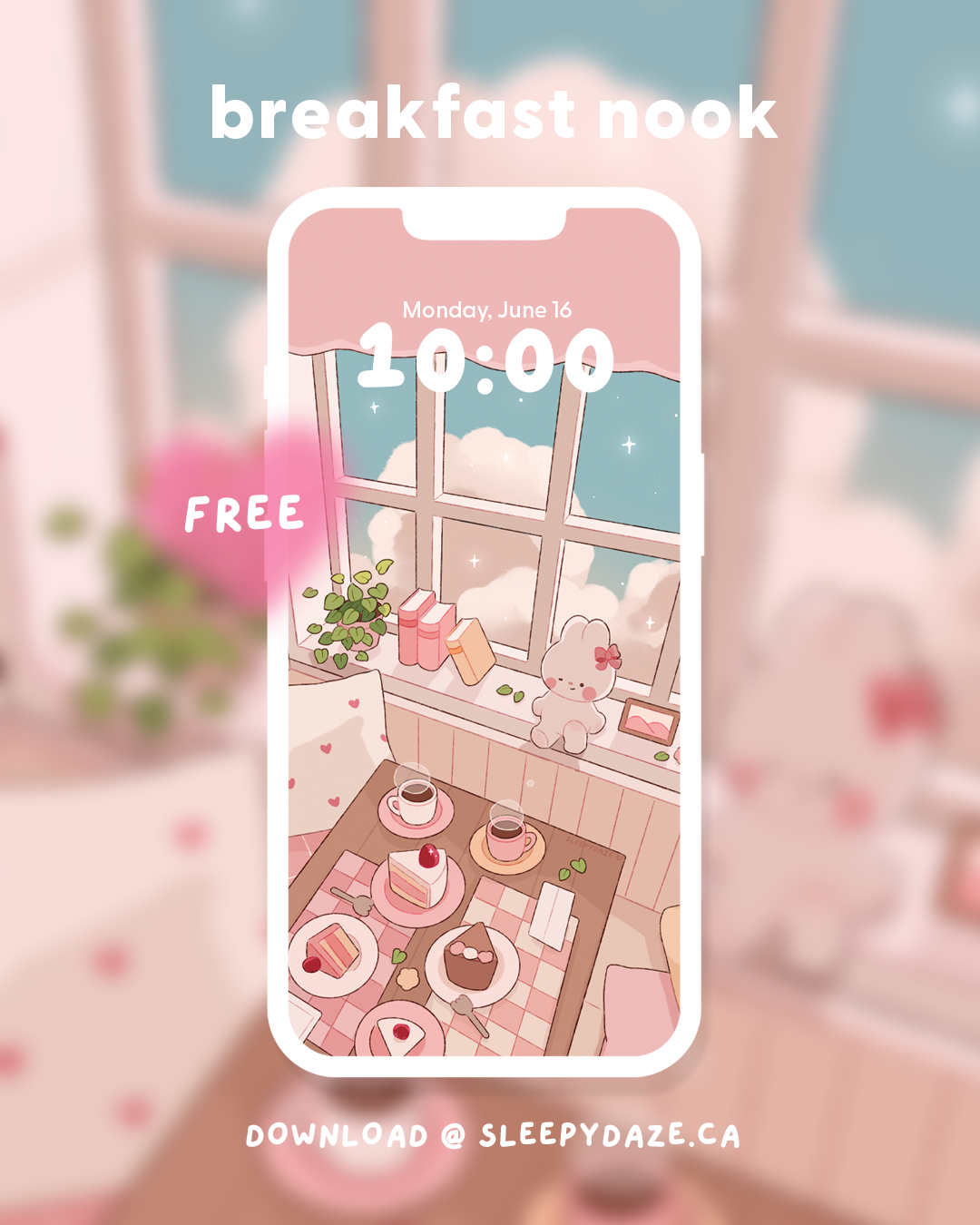breakfast nook wallpaper freebie 🍰💗