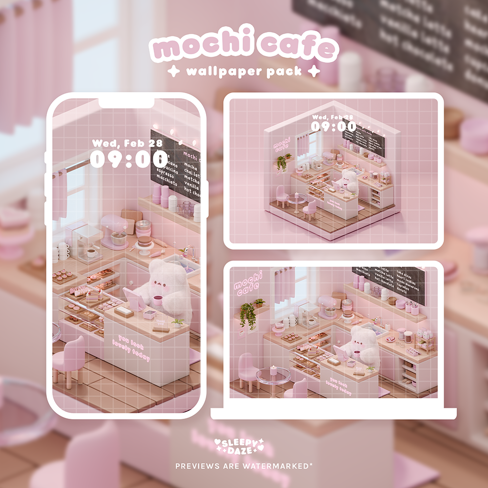 Mochi Cafe 🍓🍰 Wallpaper Pack