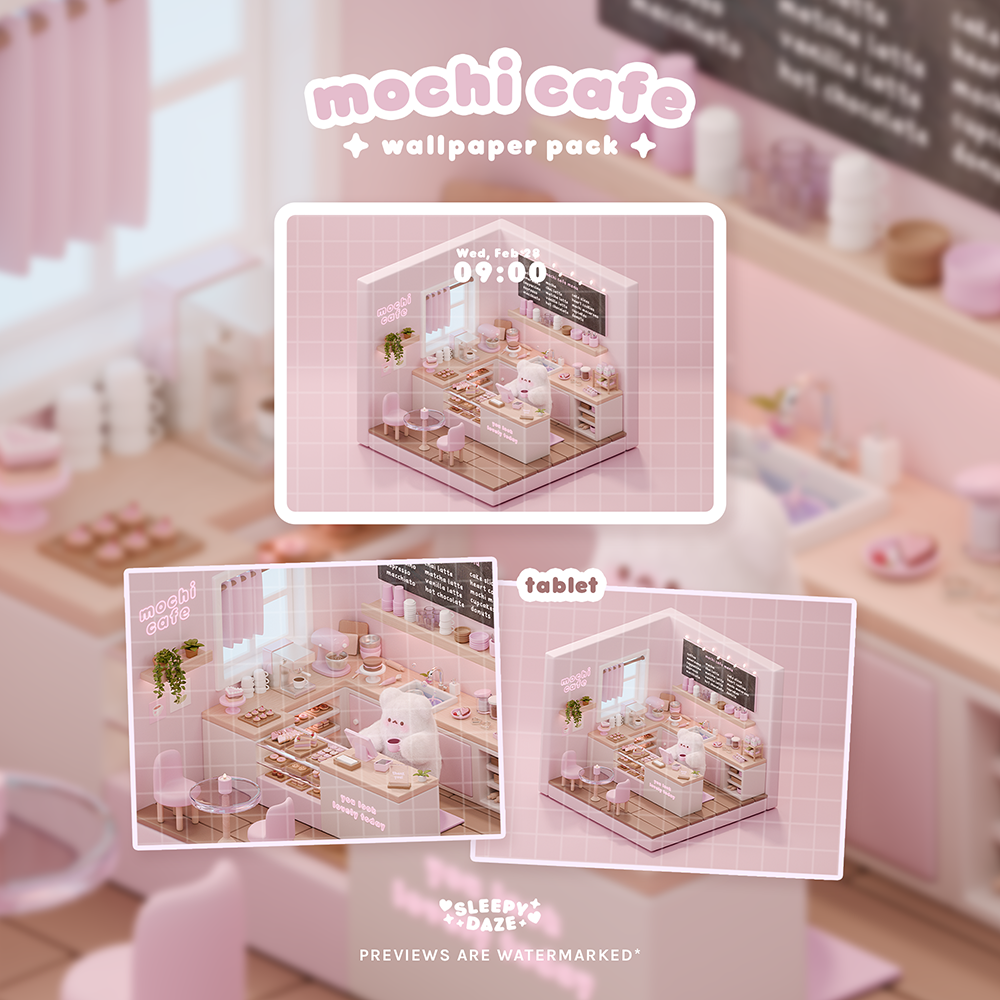 Mochi Cafe 🍓🍰 Wallpaper Pack