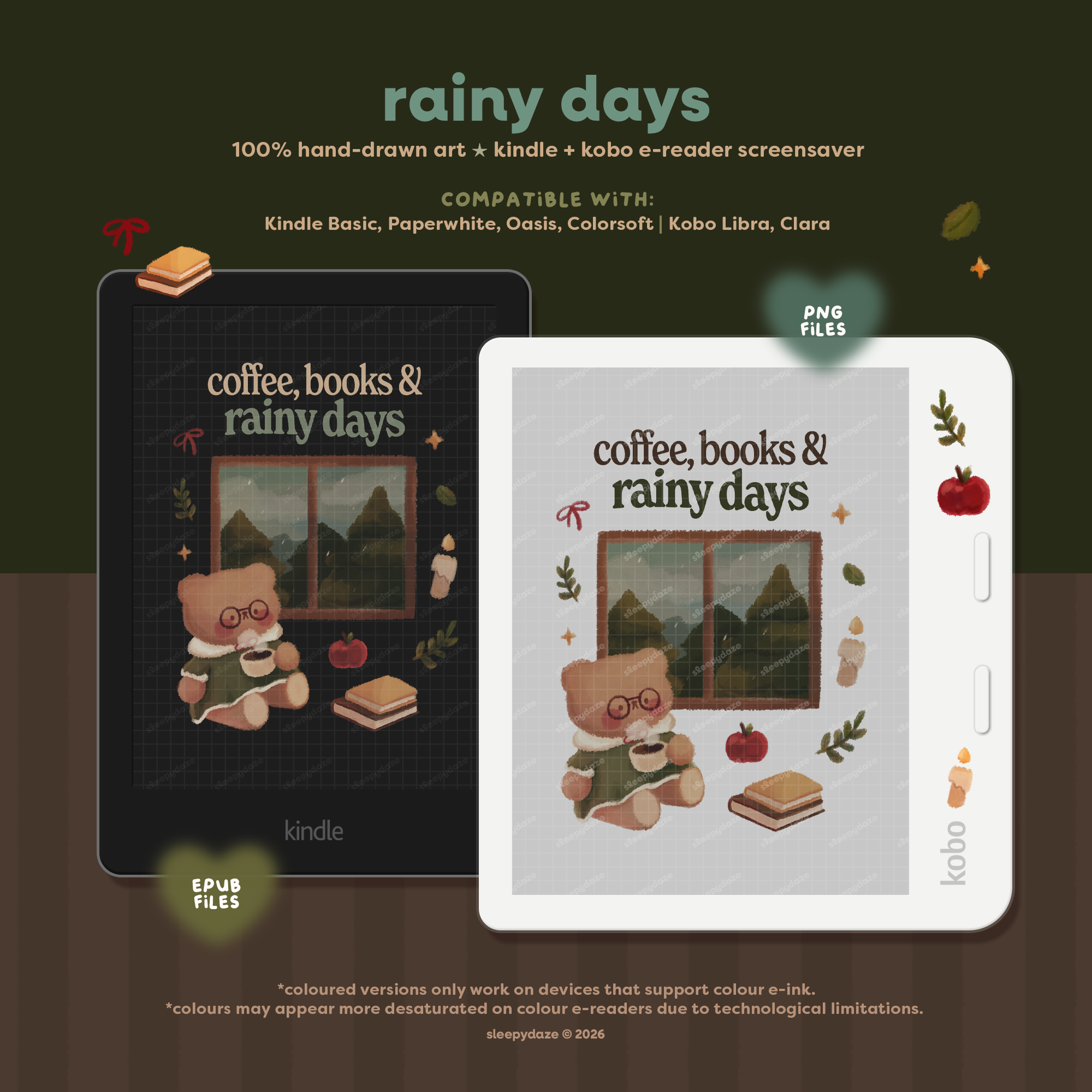 Rainy Days 🌧️🕯️ Kindle / Kobo Screensaver