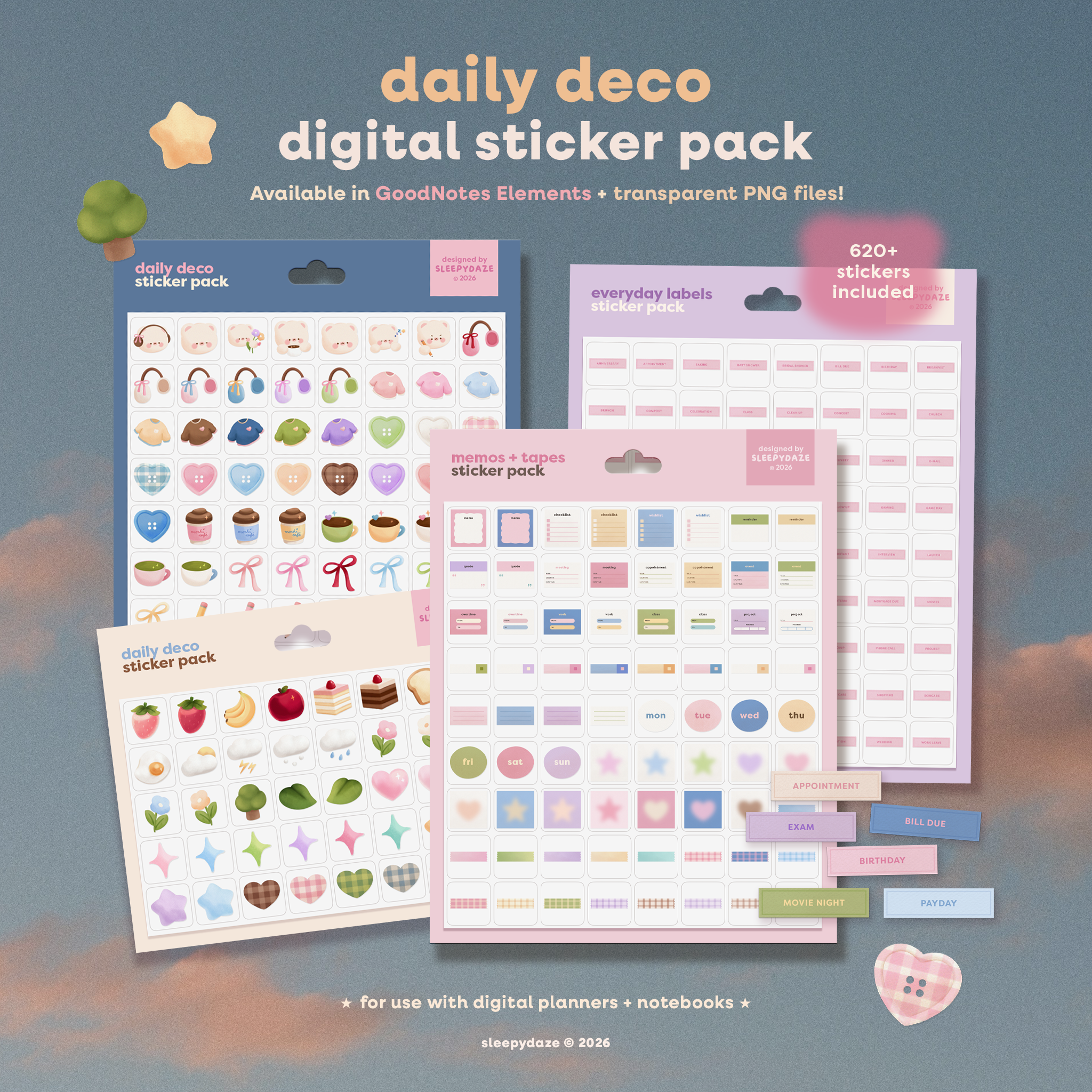 Daily Deco Digital Sticker Pack [2026 Ver.]