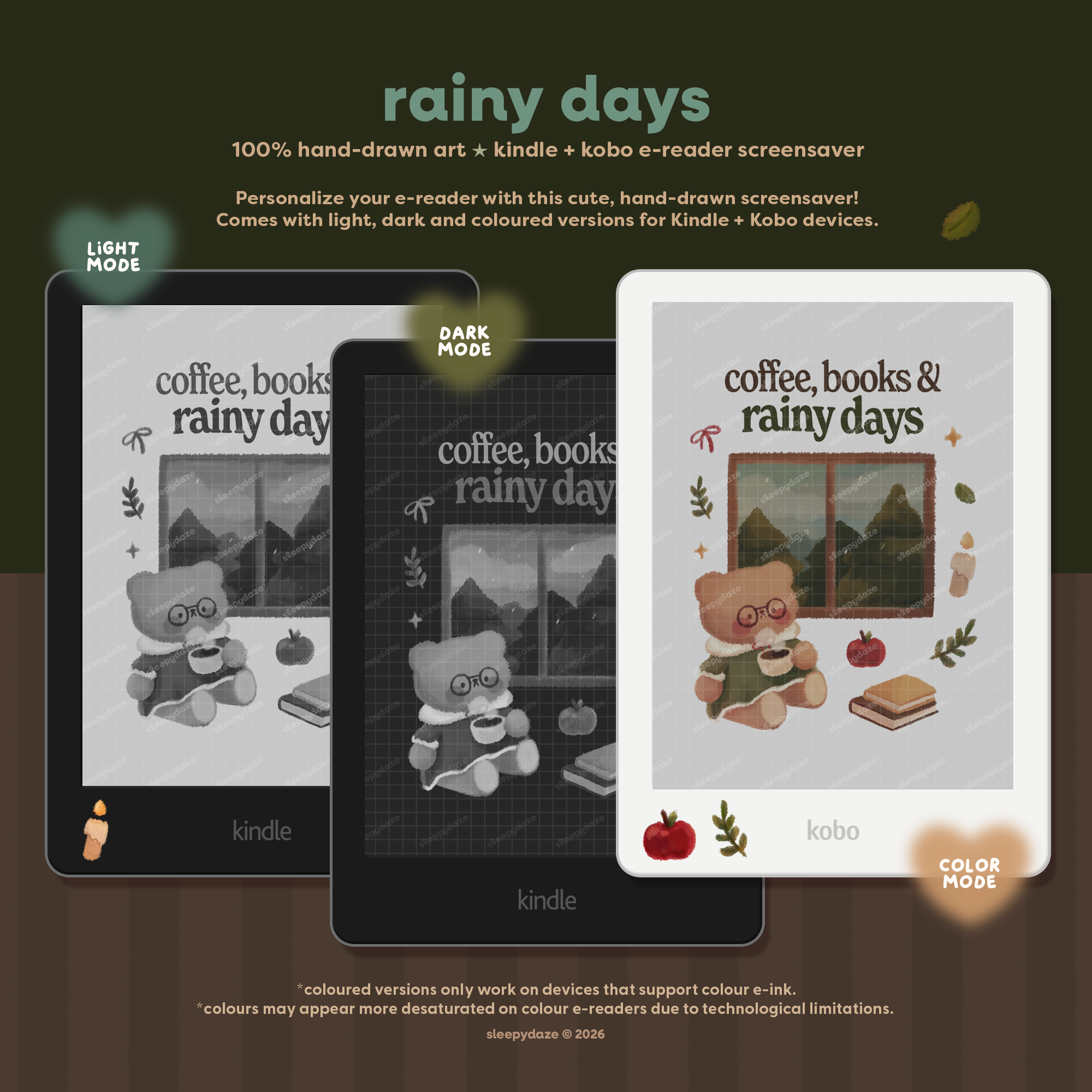 Rainy Days 🌧️🕯️ Kindle / Kobo Screensaver