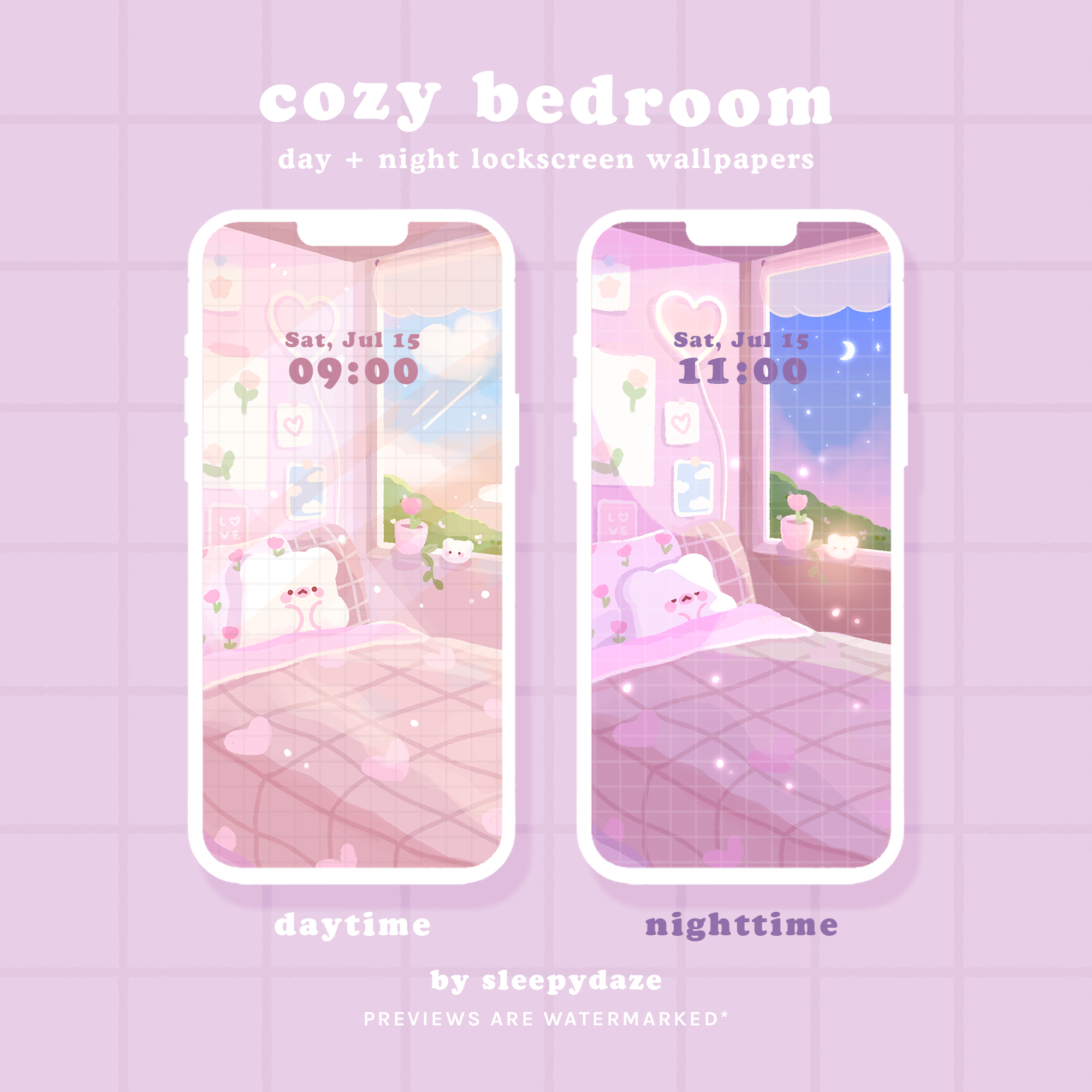 Cozy Computer Lock Screen Cozy Bedroom ☁️ Lockscreen Wallpaper Pack – sleepydaze