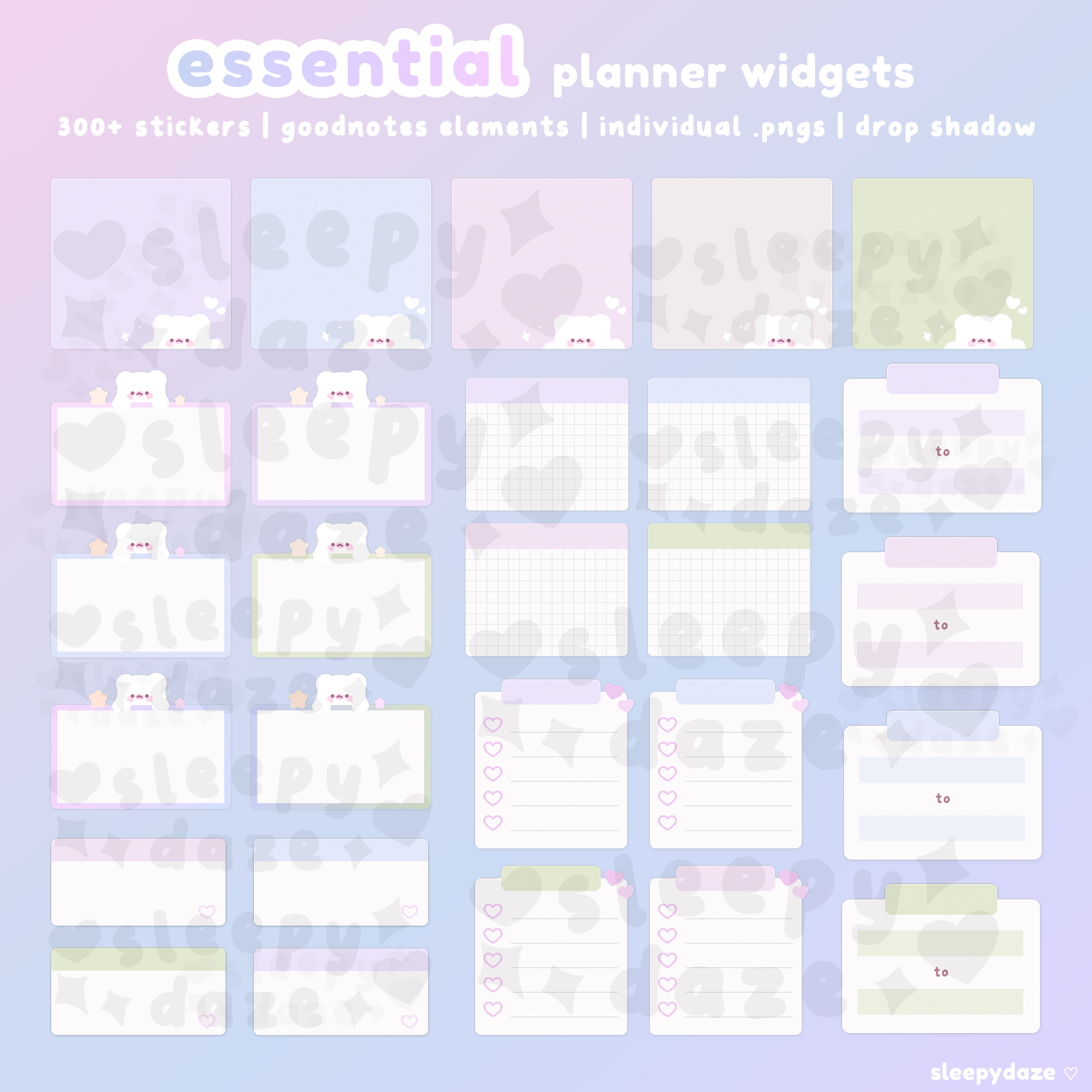 Cute Essential Digital Planner Widgets & Stickers – sleepydaze